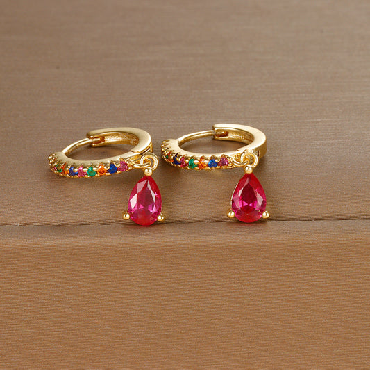 'Dathúil' - Bunte Strass-Huggie-Ohrringe